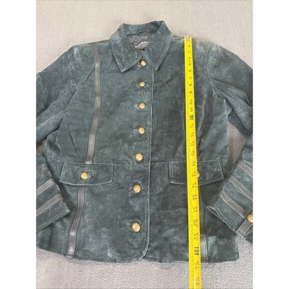 MONTANACO WOMEN'S Military GENUINE LEATHER (SUEDE) DARK GREEN JACKET SIZE XL - Picture 5 of 9